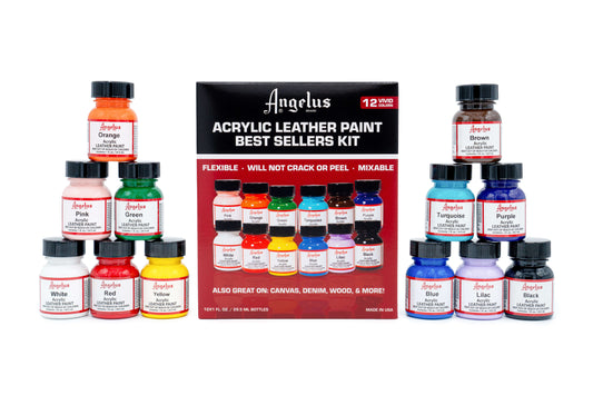 Angelus Acrylic Leather Paint 1 oz. 12 Color Kit