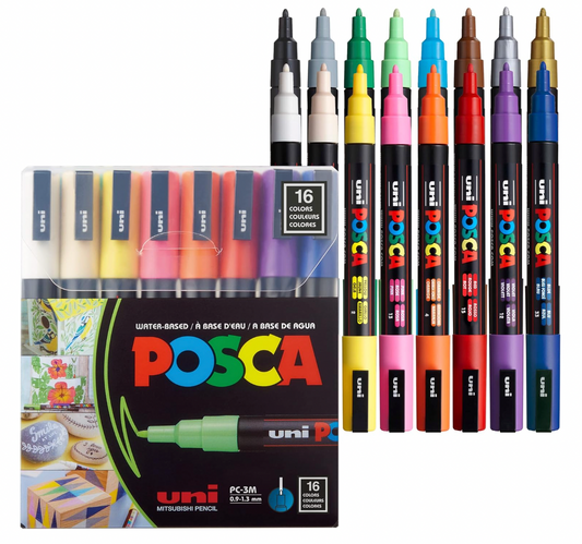 Ensembles de marqueurs de peinture POSCA, ensemble fin PC-3M 16 couleurs