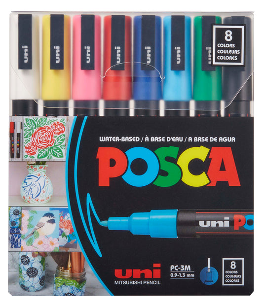 Ensembles de marqueurs de peinture POSCA, ensemble fin PC-3M 8 couleurs