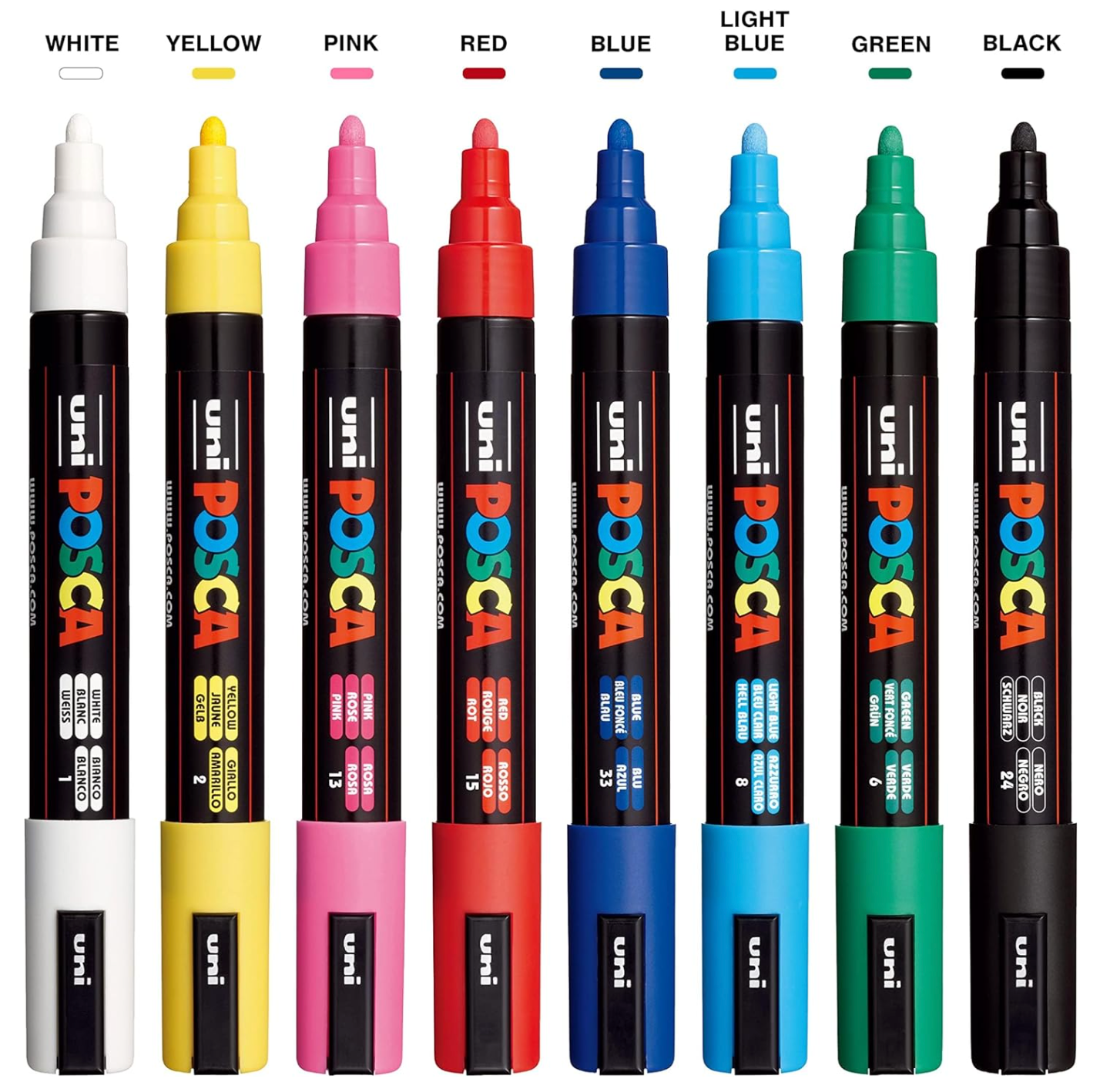 POSCA Paint Marker Sets, 8-Color PC-5M Medium Set
